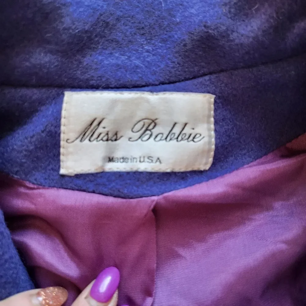 Miss Bobbie Vintage 1960s Wool Coat Blue‎